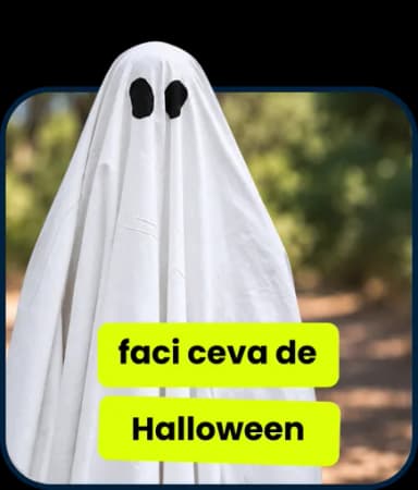 O fantomă din cearșaf, pe o alee: „faci ceva de Halloween”